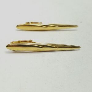 Vintage Gold tone Clip On Earrings, Modern Pointed Drop Design, Retro 80s Style